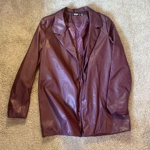 Burgundy faux leather coat